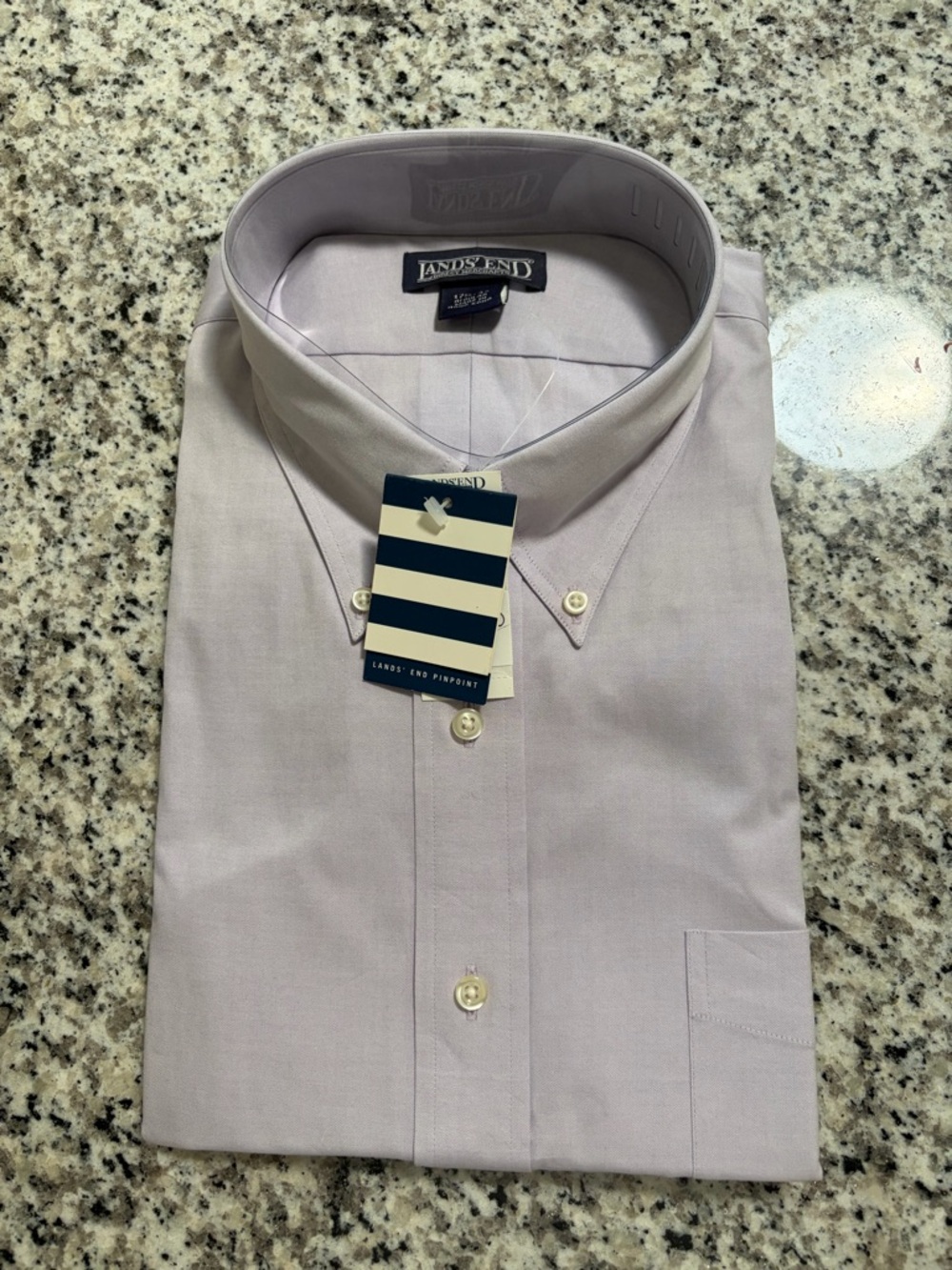 Lands' End Men's Light Lavender Button-Down Oxford Shirt